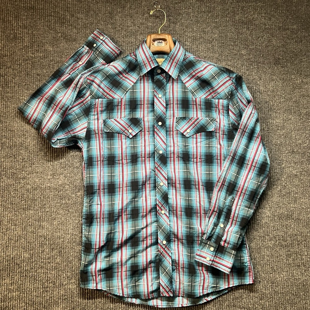 Cowboy Legend Men's Western Classic Long Sleeve Pearl Snap Plaid Size Large